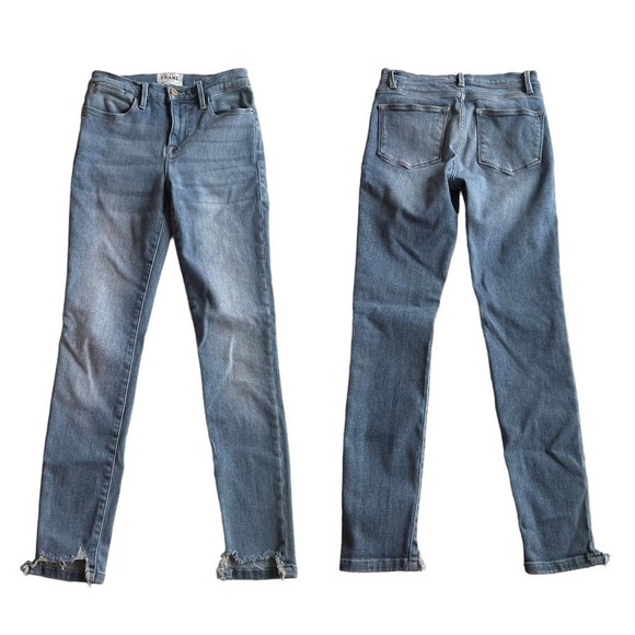 FRAME Denim Raw Hem Jeans Le High Skinny Paltrow Blue Size 25 US 2 Streetwear - Picture 10 of 10